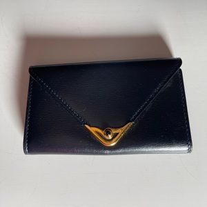 CARTIER Vintage Sapphire Black Leather Key Chain